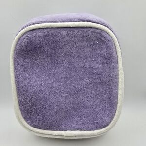 New With Tags Mugsby Purple And White Terry Cloth Mini Square Pouch Gold Zipper